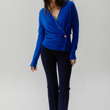 The Wrap CARDIGAN, Yves Blue 100% Cashmere