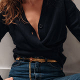 The (waist-length) Wrap CARDIGAN, Navy 5g 100% Cotton