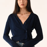 The (waist-length) Wrap CARDIGAN, Navy 5g 100% Cotton