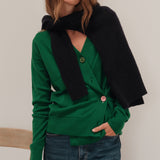 The Wrap CARDIGAN, Grass Cashmere Blend