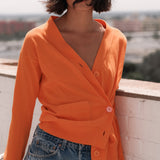 The Wrap CARDIGAN, Orange 12g 100% Cotton