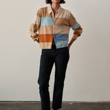 The RUGBY STRIPE Cardigan, Desert Sky