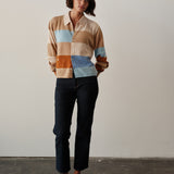 The RUGBY STRIPE Cardigan, Desert Sky