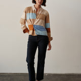 The RUGBY STRIPE Cardigan, Desert Sky