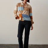 The RUGBY STRIPE Cardigan, Desert Sky