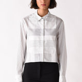 The WAIST BIB Shirt, Mix Pin Stripe
