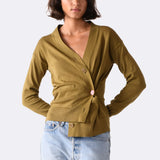 The Wrap CARDIGAN, Olive 12g 100% Cotton