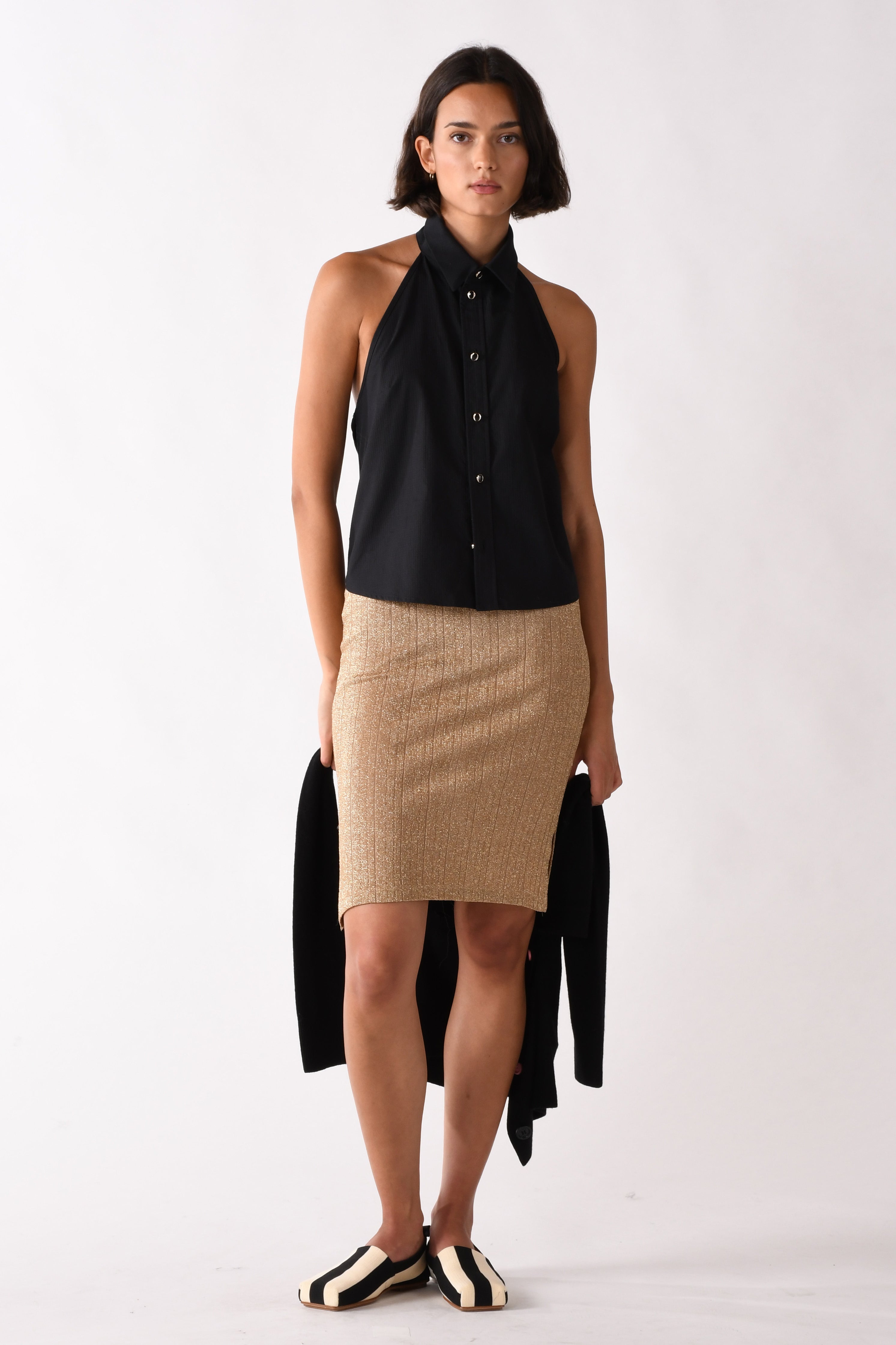 The VEST TOP, Black Dobby