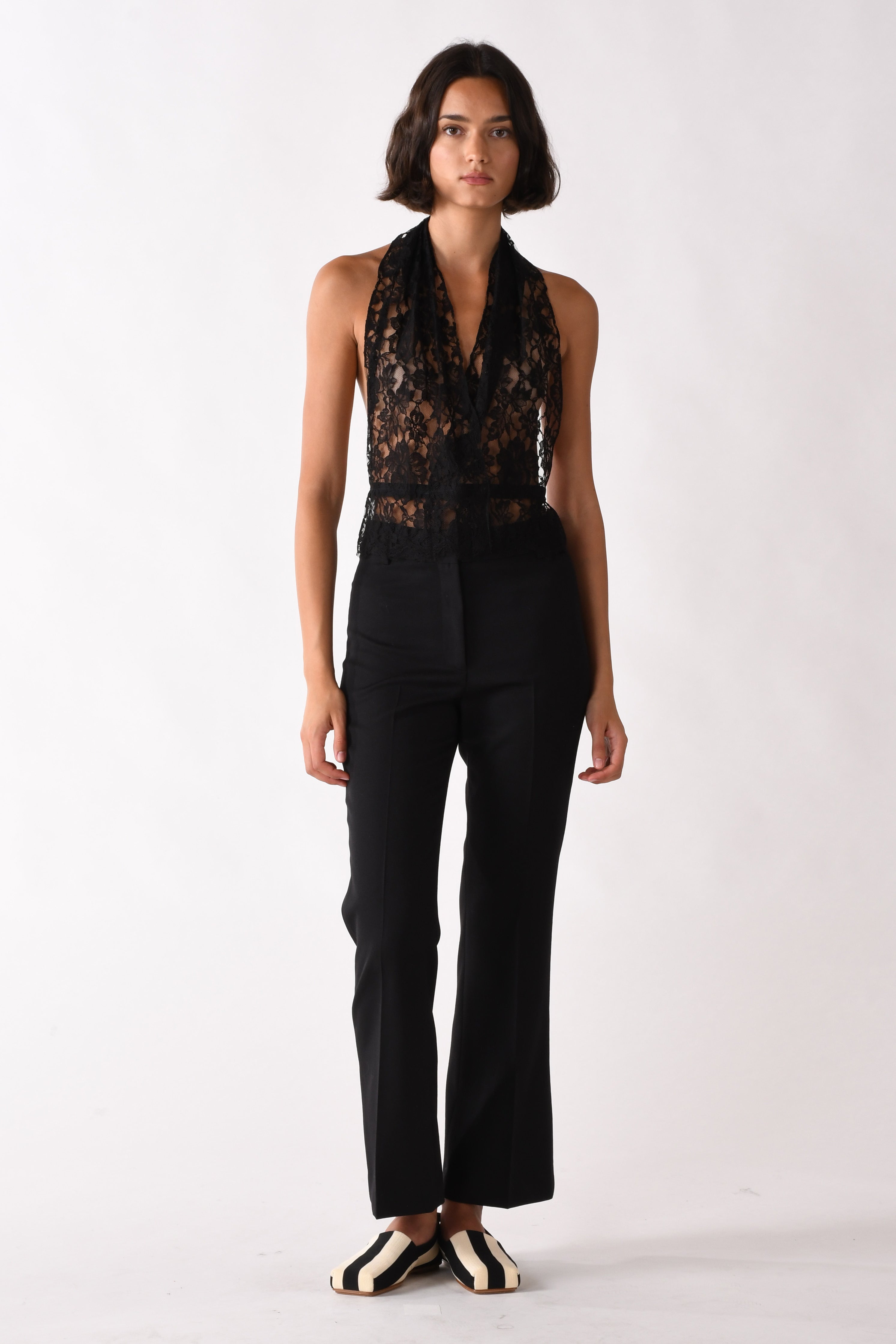 The BACKLESS HALTER, Black Lace