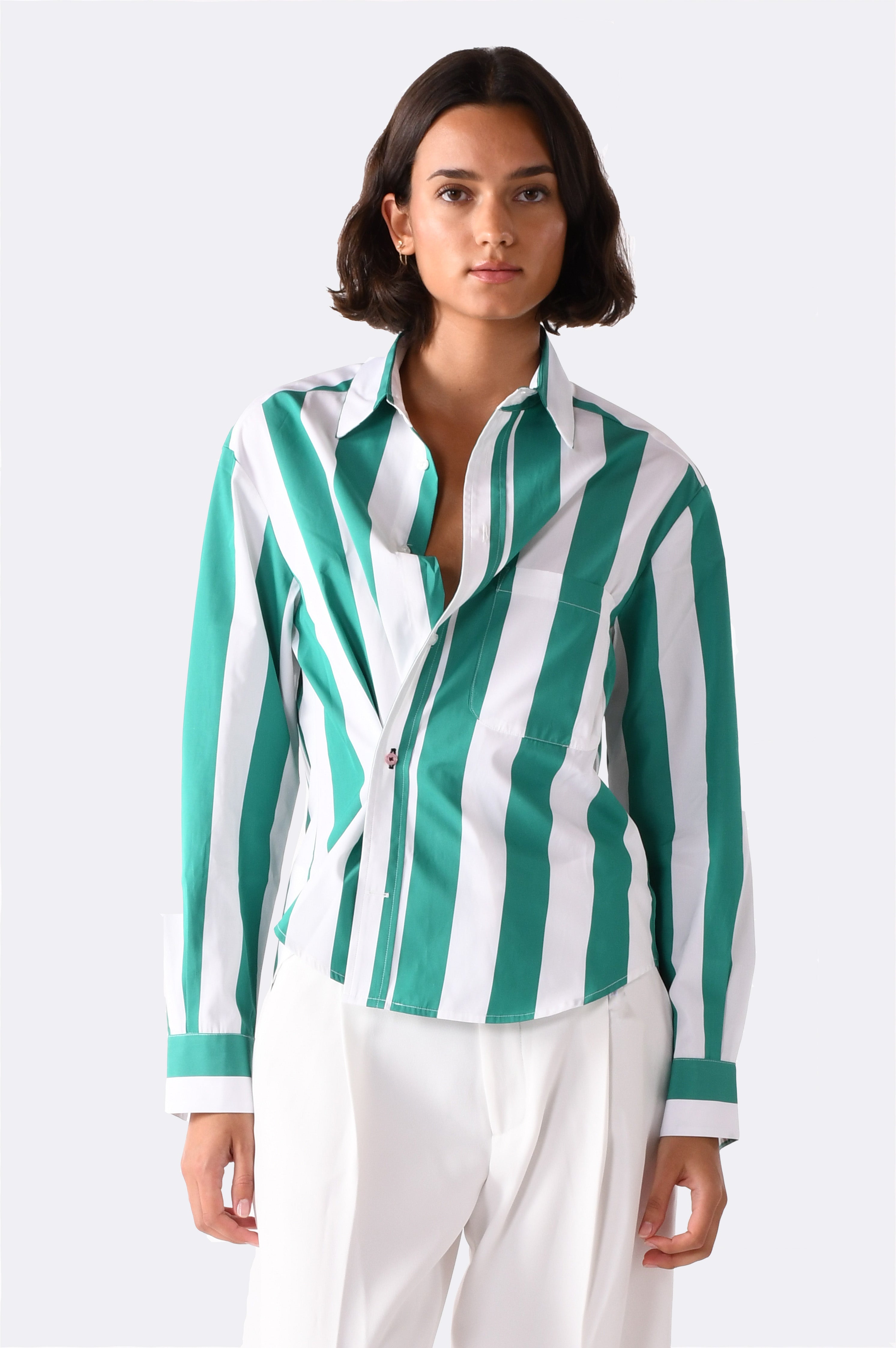 【COSYHARU】Oasis Stripe Satin Shirt STRIPES – CISSA