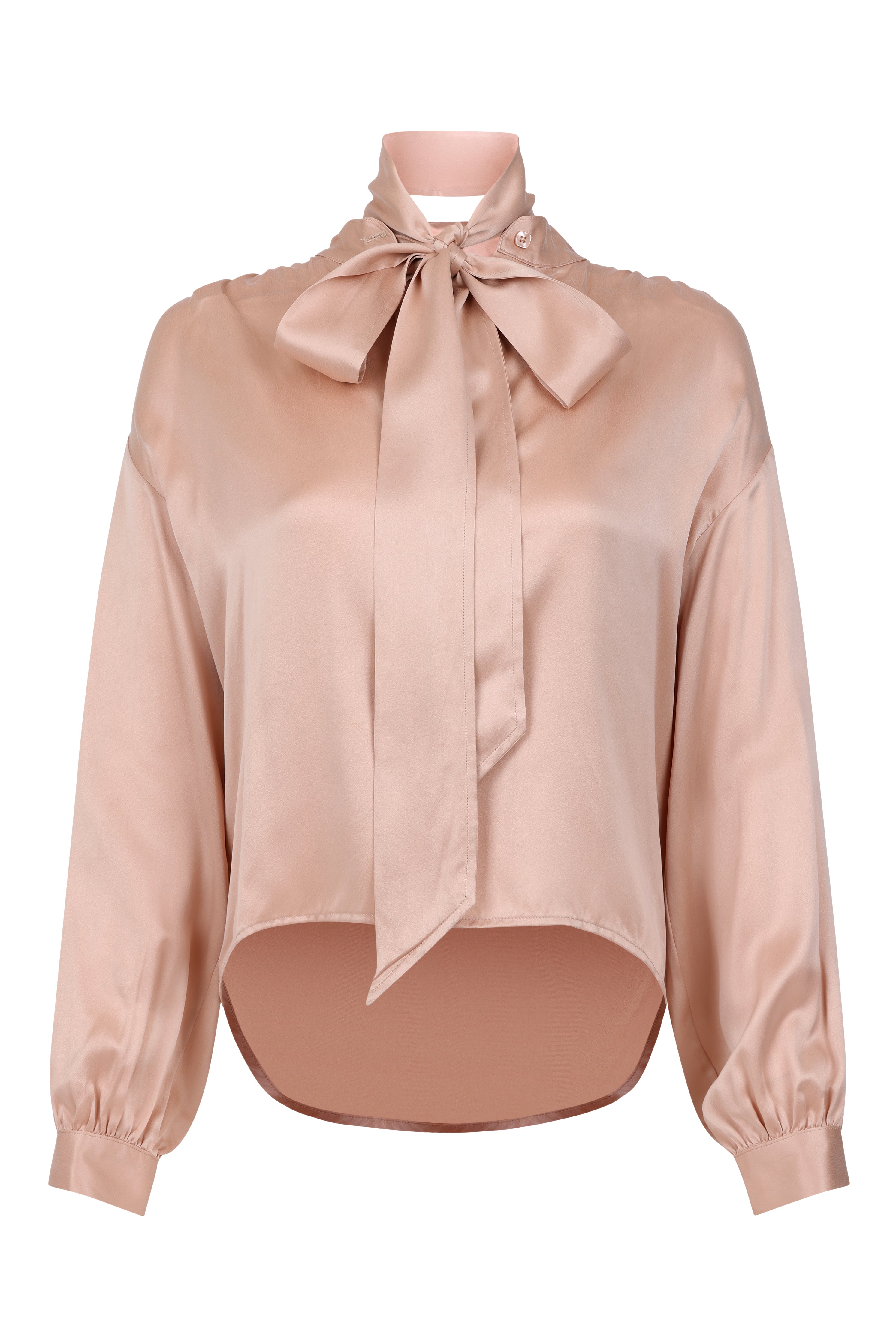 The TIE NECK Blouse, 100% Sueded Silk