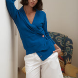 The Wrap CARDIGAN, Primary Blue Cashmere Blend