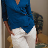 The Wrap CARDIGAN, Primary Blue Cashmere Blend