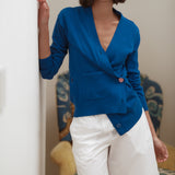 The Wrap CARDIGAN, Primary Blue Cashmere Blend