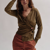 The Wrap CARDIGAN, Olive 12g 100% Cotton