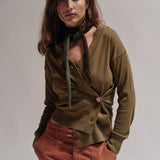 The Wrap CARDIGAN, Olive 12g 100% Cotton