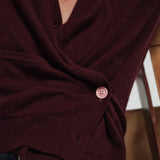 The WRAP CARDIGAN, Burgundy Cashmere Blend