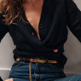 The Wrap CARDIGAN, Navy Blue 100% Cashmere