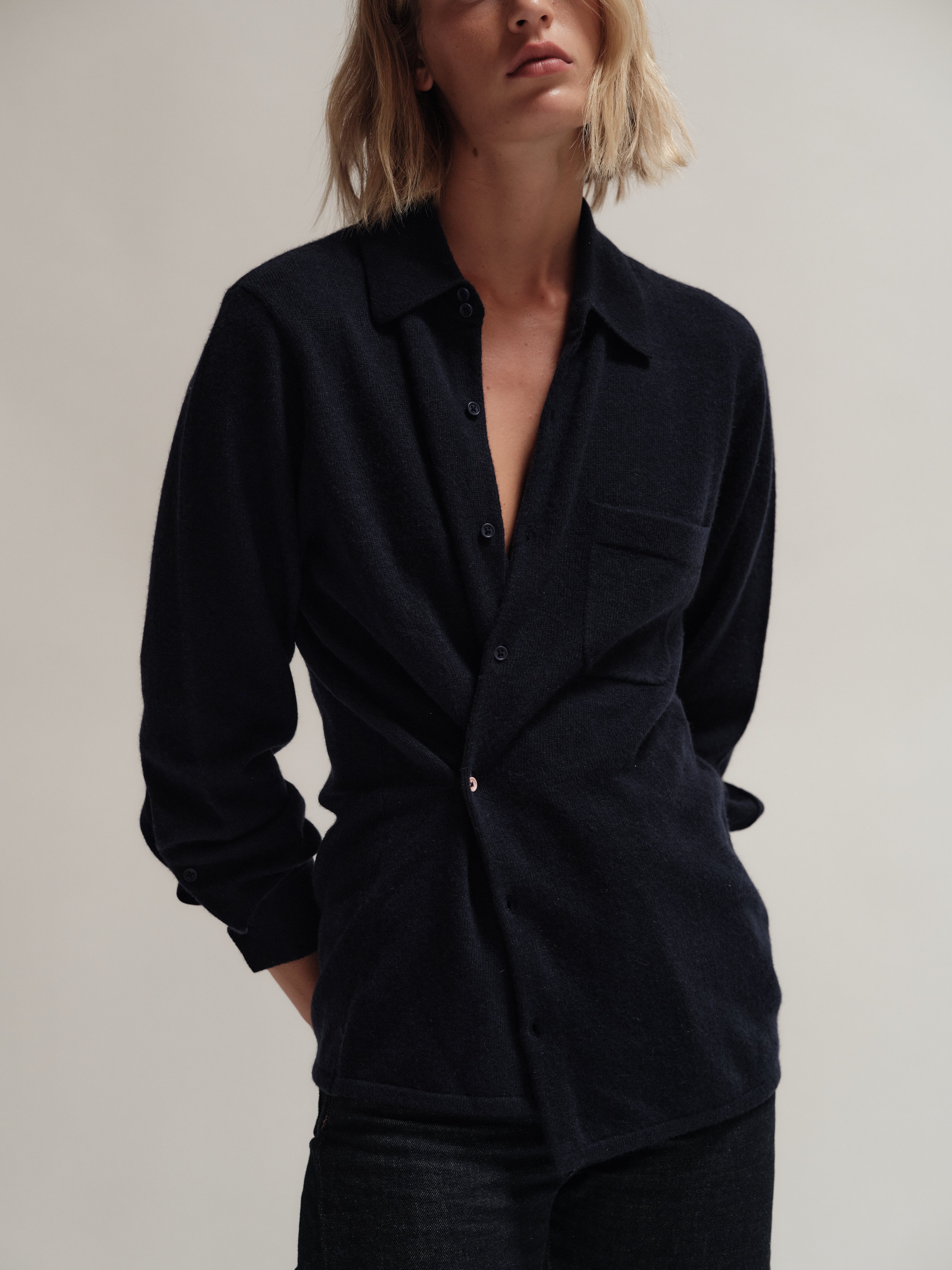 The MEN'S SHIRT SWEATER, Cashmere Blend Navy