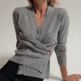 The Wrap CARDIGAN, Heather Grey 100% Cashmere