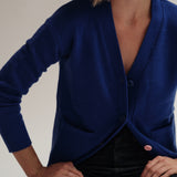 The Wrap CARDIGAN, Yves Blue 100% Cashmere