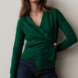 The Wrap CARDIGAN, Grass Cashmere Blend