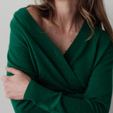 The Wrap CARDIGAN, Grass Cashmere Blend