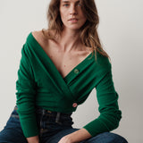 The Wrap CARDIGAN, Grass Cashmere Blend