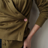 The Wrap CARDIGAN, Olive 12g 100% Cotton