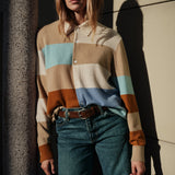 The RUGBY STRIPE Cardigan, Desert Sky