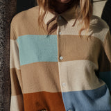 The RUGBY STRIPE Cardigan, Desert Sky