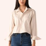 The SHORTY Shirt, Natural Plush Herringbone Tencel Blend