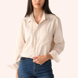 The SHORTY Shirt, Natural Plush Herringbone Tencel Blend