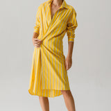 The Wrap MIDI Dress, ELS Egyptian Cotton Sun Stripe