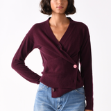 The WRAP CARDIGAN, Burgundy Cashmere Blend