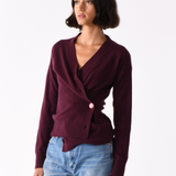 The WRAP CARDIGAN, Burgundy Cashmere Blend