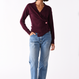 The WRAP CARDIGAN, Burgundy Cashmere Blend
