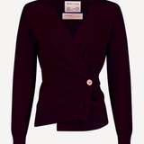 The WRAP CARDIGAN, Burgundy Cashmere Blend